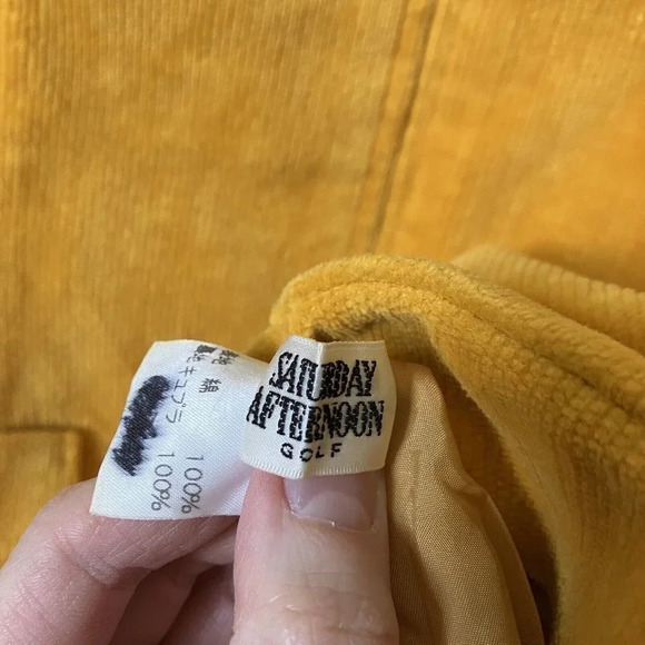 Vintage  Saturday Afternoons Golf Gold Yellow Corduroy Zip Jacket - Picture 6 of 8
